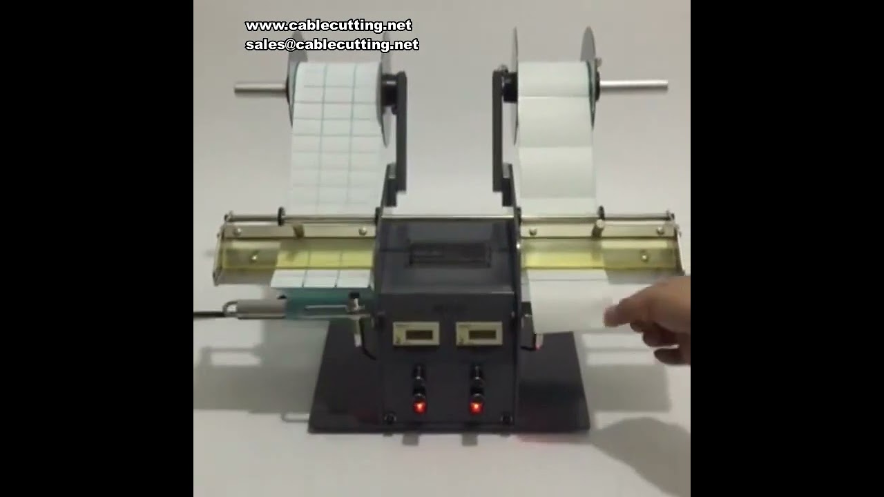 30W Automatische Doppelkopf-Etikettier-Abziehmaschine für Kabel 4-200mm | Marken- und Barcode-Trennung