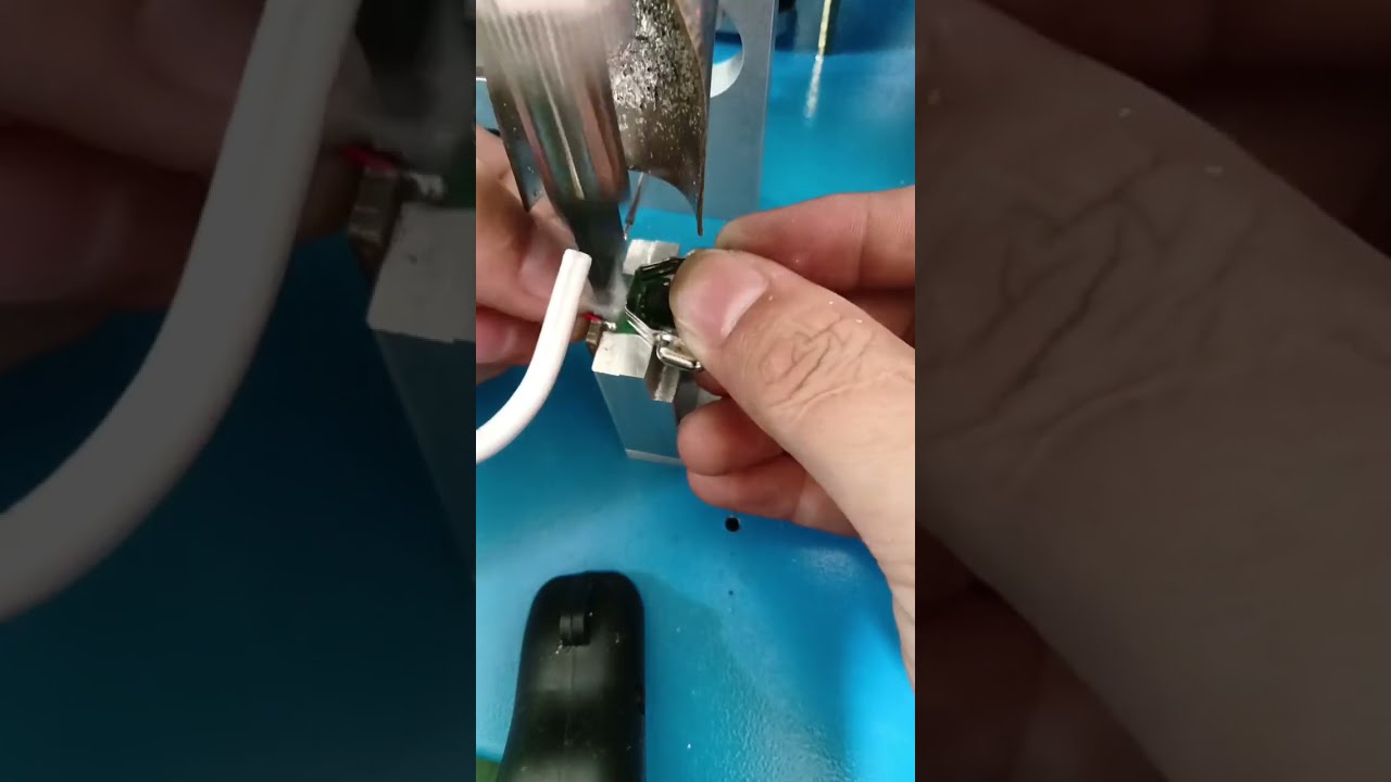 Real Shot Video of Welding Wire and Small Circuit Boards for Factory Automation